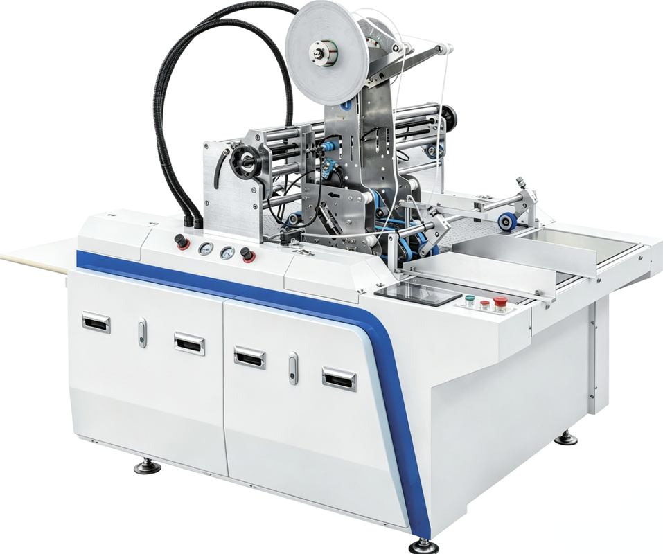 LY-900HCT Halbautomatische doppelseitige Klebeband-Aufklebemaschine Eckband-Aufklebemaschine Starrbox-Band-Aufklebemaschine